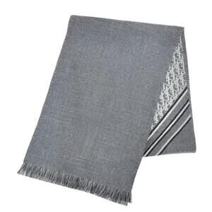 DIOR Homme 18E0005A0479 Trotter 100% Wool Fringe Long Stole Scarf, Gray, Made...